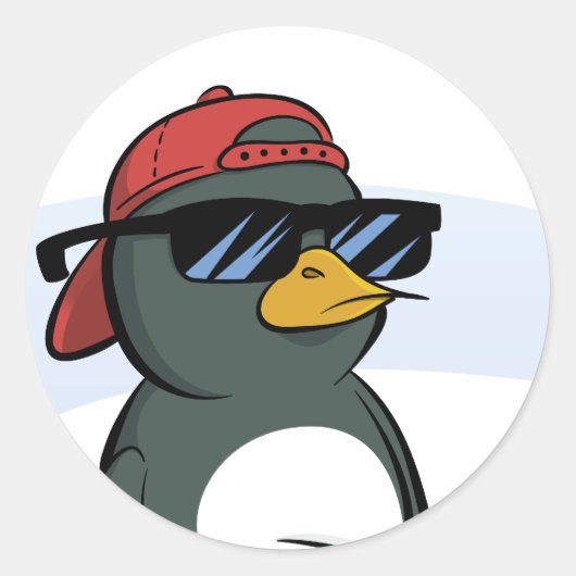 Sticker Rond Cool Penguin Portant des lunettes de soleil (Devant)