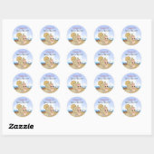 Sticker Rond Cool personnalisé Plage bébé Baby shower fille (Feuille)