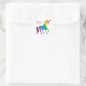 Sticker Rond Cool personnalisé Rainbow Unicorn Watercolor Kids (Sac)