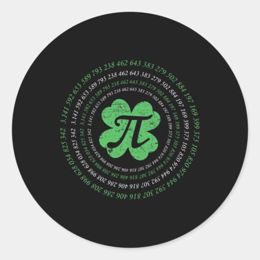 Sticker Rond Cool Pi Day Shamrock Saint Patrick's Day Math Geek (Devant)