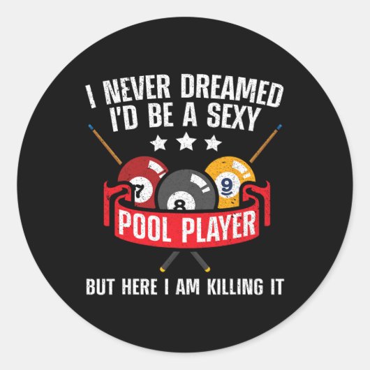 Sticker Rond Cool Pool Conception Pour Hommes Femmes Pool Billa (Devant)