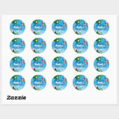 Sticker Rond Cool Pool Party Merci Anniversaire (Feuille)