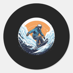 Sticker Rond Cool Pour Snowboard Et Ski Lover Dans Le Moun Blan