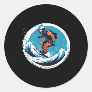 Sticker Rond Cool Pour Snowboard Et Ski Lover Dans Le Moun Blan
