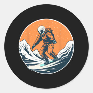 Sticker Rond Cool Pour Snowboard Et Ski Lover Dans Le Moun Blan
