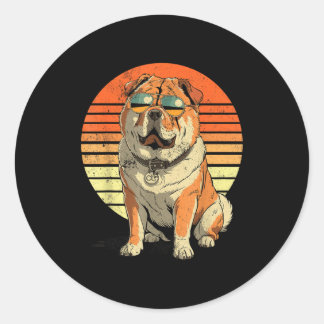 Sticker Rond Cool proud chow chow men women vintage dog lovers 