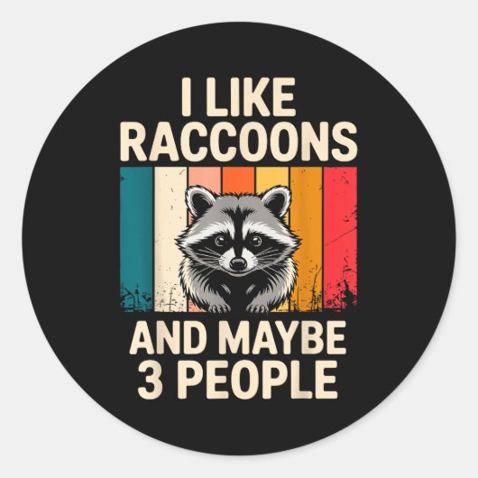 Sticker Rond Cool Raccoon Design For Men Women Kids Racoon Racc (Devant)