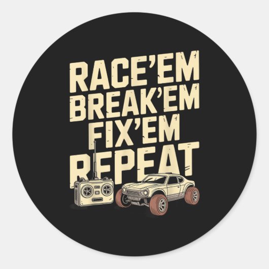 Sticker Rond Cool Rc Racing Art Pour Hommes Femmes Contrôle À D (Devant)