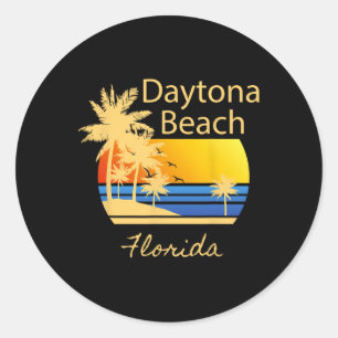 Sticker Rond Cool rétro Daytona Beach Mens Femens Florida Beach