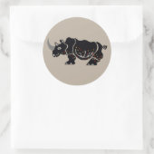 Sticker Rond Cool RHINOCEROS - Amoureux des animaux - Nature - (Sac)