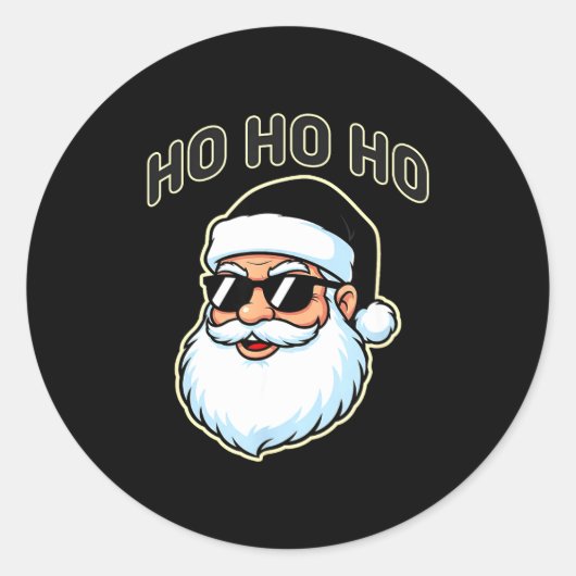 Sticker Rond Cool Santa In Black Hat Sungles Graphic 2 (Devant)