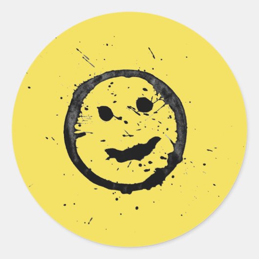 Sticker Rond Cool Sardé Joyeux visage souriant jaune (Devant)