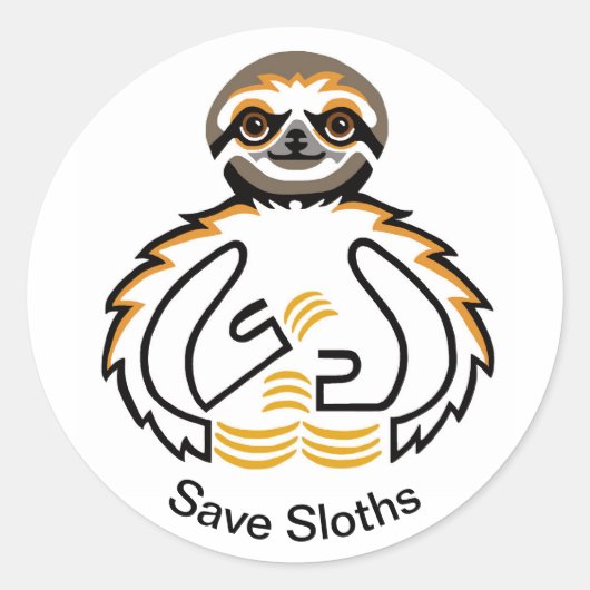 Sticker Rond Cool Save SLOTHS - Animal activiste -Wildlife (Devant)