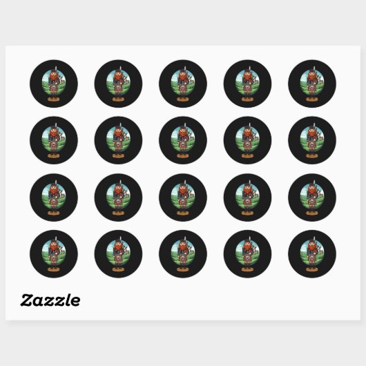 Sticker Rond Cool Scottish Nutcracker Bagpes  (Feuille)