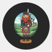 Sticker Rond Cool Scottish Nutcracker Bagpes  (Devant)