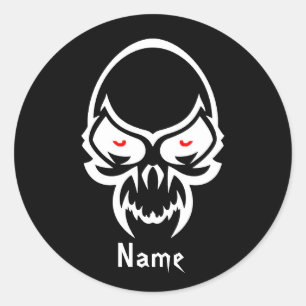 Sticker Rond Cool Simple Elegant Classique Noir Blanc Tribal