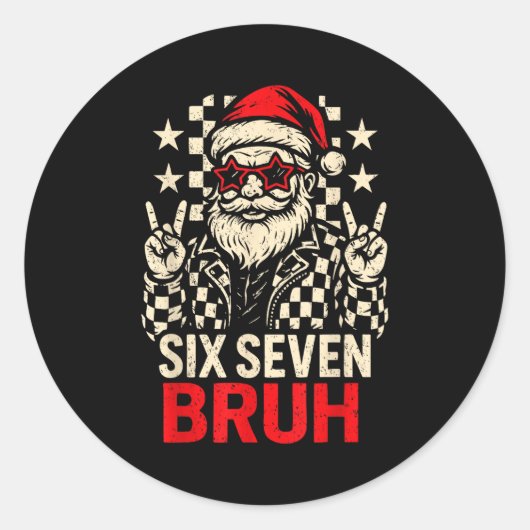 Sticker Rond Cool Six Seven Bruh Santa Kids Christmas Party 67 (Devant)