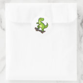 Sticker Rond Cool Skateboarding Dinosaur Kids T-Shirt Design (Sac)