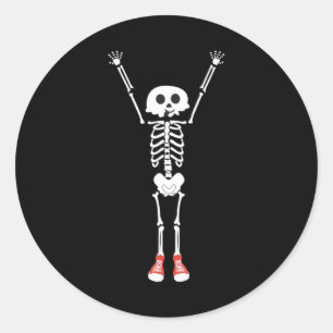 Sticker Rond Cool Skeleton Halloween Design