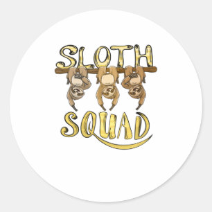 Sticker Rond Cool Sloth Squad Funny Lazy Amoureux des animaux l