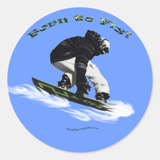 Sticker Rond Cool Snow Boarder Hiver Sports Thème (Devant)