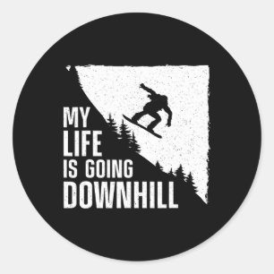 Sticker Rond Cool Snowboard Art Pour Hommes Femme Planche À Nei
