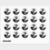 Sticker Rond Cool splatter de sang Yin Yang Tree tatouage art (Feuille)