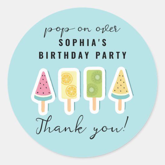 Sticker Rond Cool Summer Popsicle Anniversaire (Devant)
