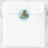 Sticker Rond Cool surf ananas ajouter nom (Sac)