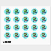 Sticker Rond Cool surf pastèque ajouter nom (Feuille)