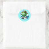 Sticker Rond Cool surf pastèque ajouter nom (Sac)
