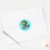 Sticker Rond Cool surf pastèque ajouter nom (Enveloppe)