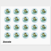Sticker Rond Cool surfeur grenouille ajouter nom (Feuille)