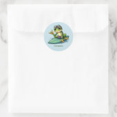 Sticker Rond Cool surfeur grenouille ajouter nom (Sac)