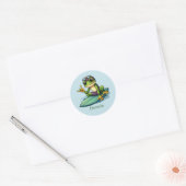 Sticker Rond Cool surfeur grenouille ajouter nom (Enveloppe)