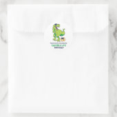 Sticker Rond Cool T-Rex Dinosaur Oeufs Garçons Fête d'anniversa (Sac)