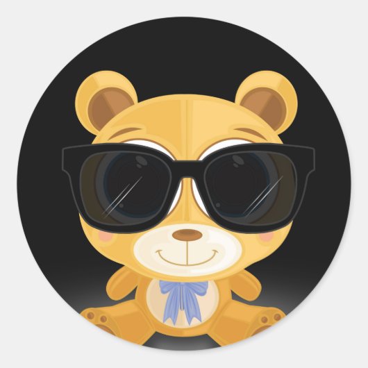 Sticker Rond Cool Teddy Bear (Devant)