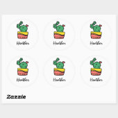 Sticker Rond Cool tendance cactus modèle de nom personnalisé (Feuille)