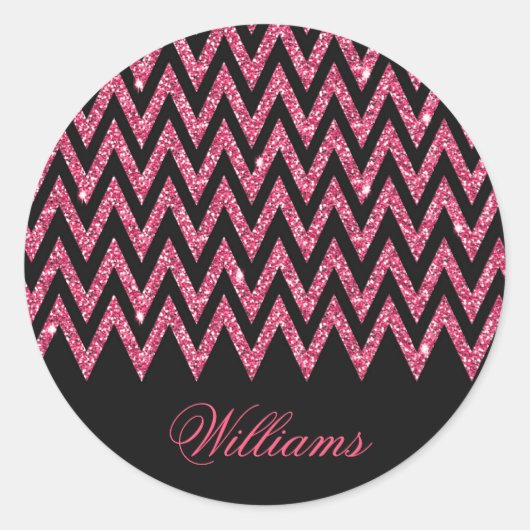 Sticker Rond Cool tendance chevron zigzag teinte rose vif parti (Devant)