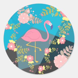 Sticker Rond Cool tendance chic mignon rose fille Flamant rose 