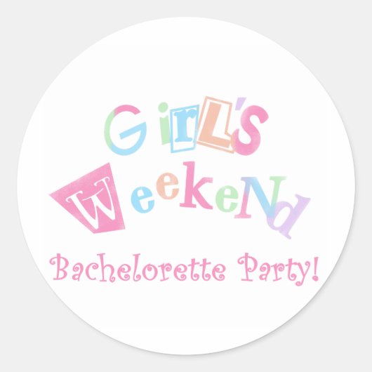 Sticker Rond Cool Texte Filles Week-end Bachelorette Party (Devant)