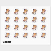Sticker Rond Cool Tiger Anime (Feuille)
