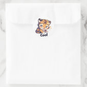 Sticker Rond Cool Tiger Anime (Sac)