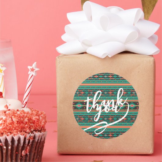 Sticker Rond Cool tribal ethnic geometric pattern (Fête)