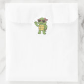 Sticker Rond Cool turtle with sunglasses (Sac)
