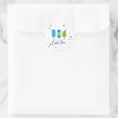 Sticker Rond Cool Un 1er anniversaire bleu vert (Sac)