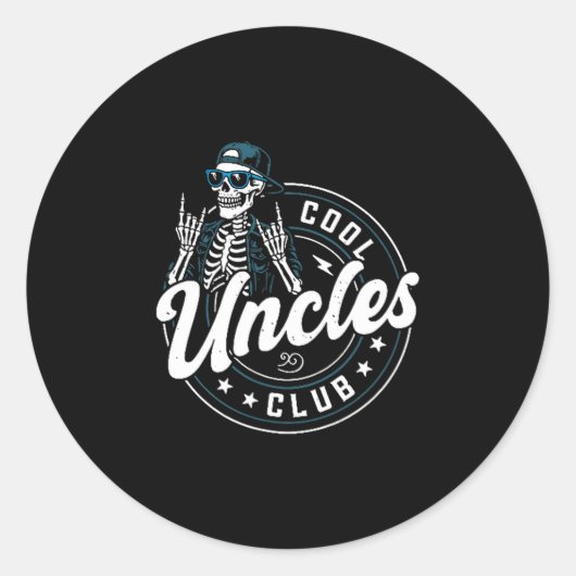 Sticker Rond Cool Uncles Club Shirt Funny Skeleton Uncle Men  (Devant)