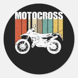 Sticker Rond Cool Vintage Motocross Dirt Bike Silhouette