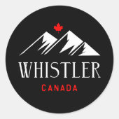 Sticker Rond Cool Whistler Canada Mountains Maple Leaf Dark (Devant)