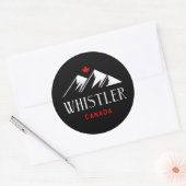 Sticker Rond Cool Whistler Canada Mountains Maple Leaf Dark (Enveloppe)
